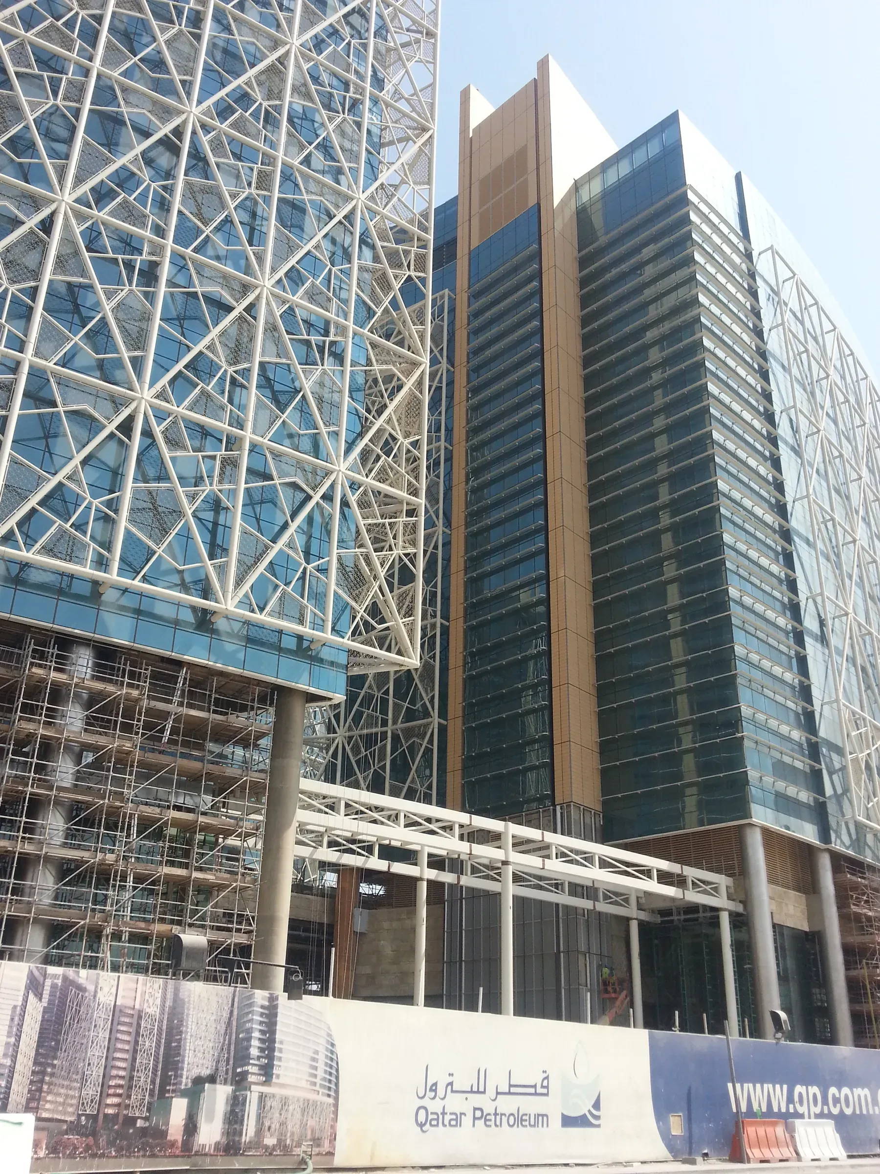 Terracotta fins on the Barwa Financial District towers