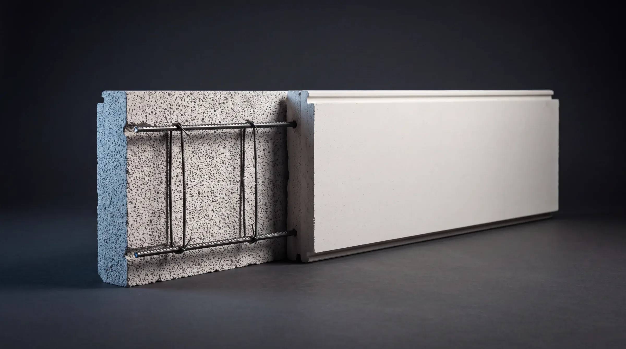 Cutaway of a reinforced AAC wall panel