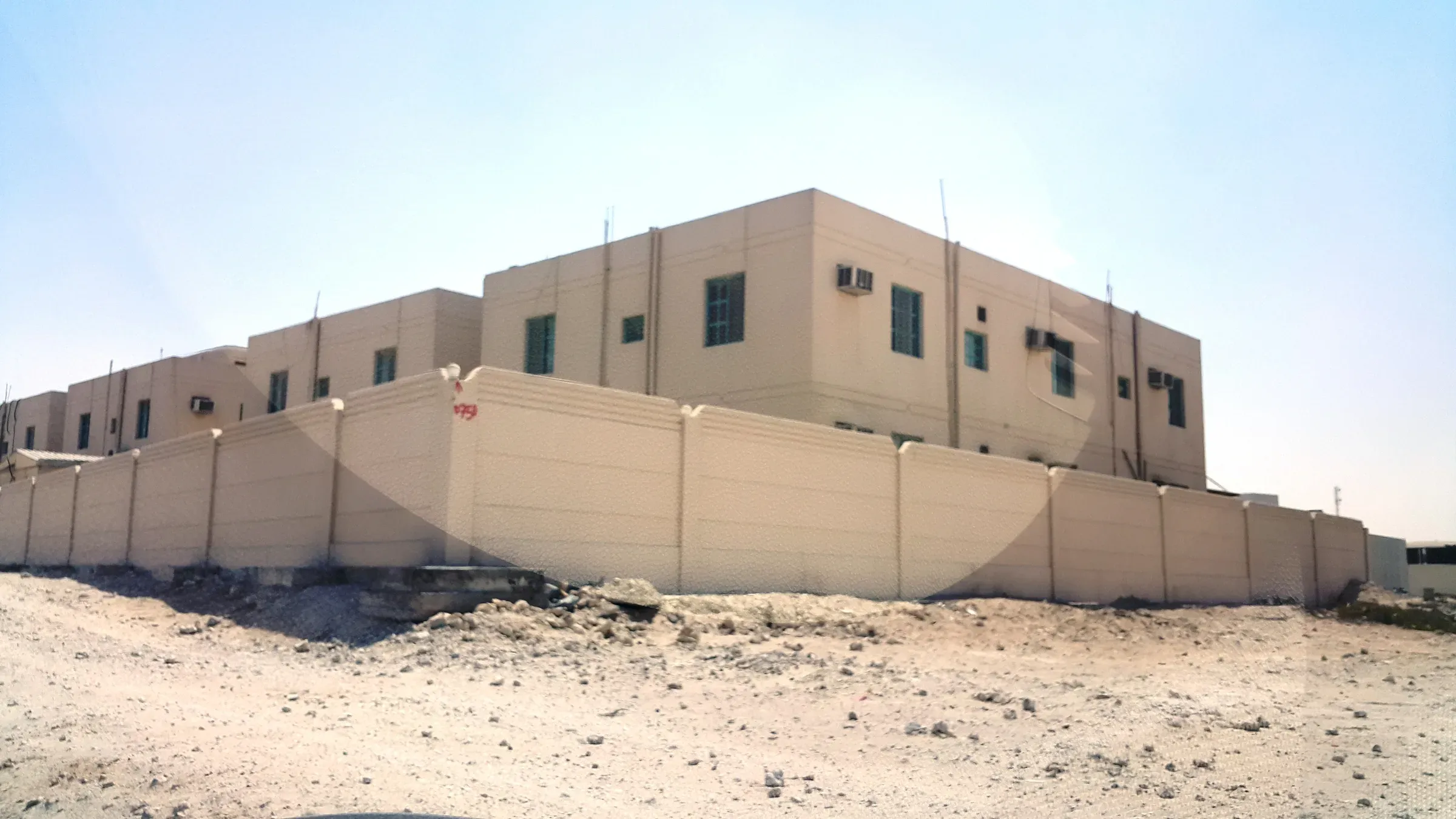 Panel span between posts · compound boundary wall